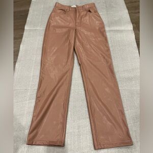 [27/4]Abercrombie & Fitch Tan Vegan Leather 90s Straight Ultra High Rise Pant